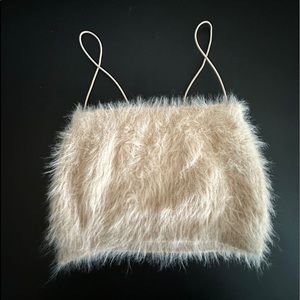 Blush pink fuzzy crop top